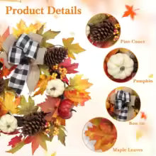 Fall Pumpkin Wreath with Bow (20 in)