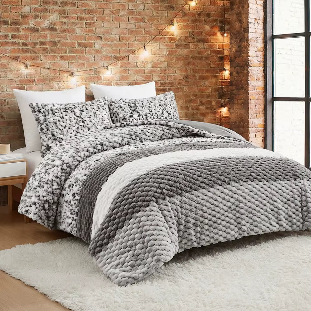 Plush Faux Fur Comforter Set (3-Piece)