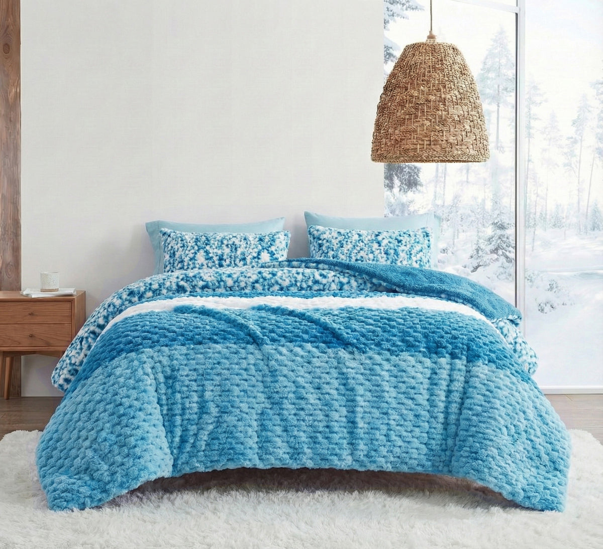 Plush Faux Fur Comforter Set (3-Piece)