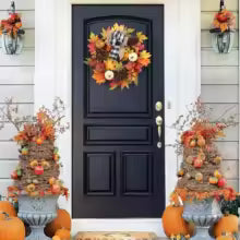 Fall Pumpkin Wreath with Bow (20 in)